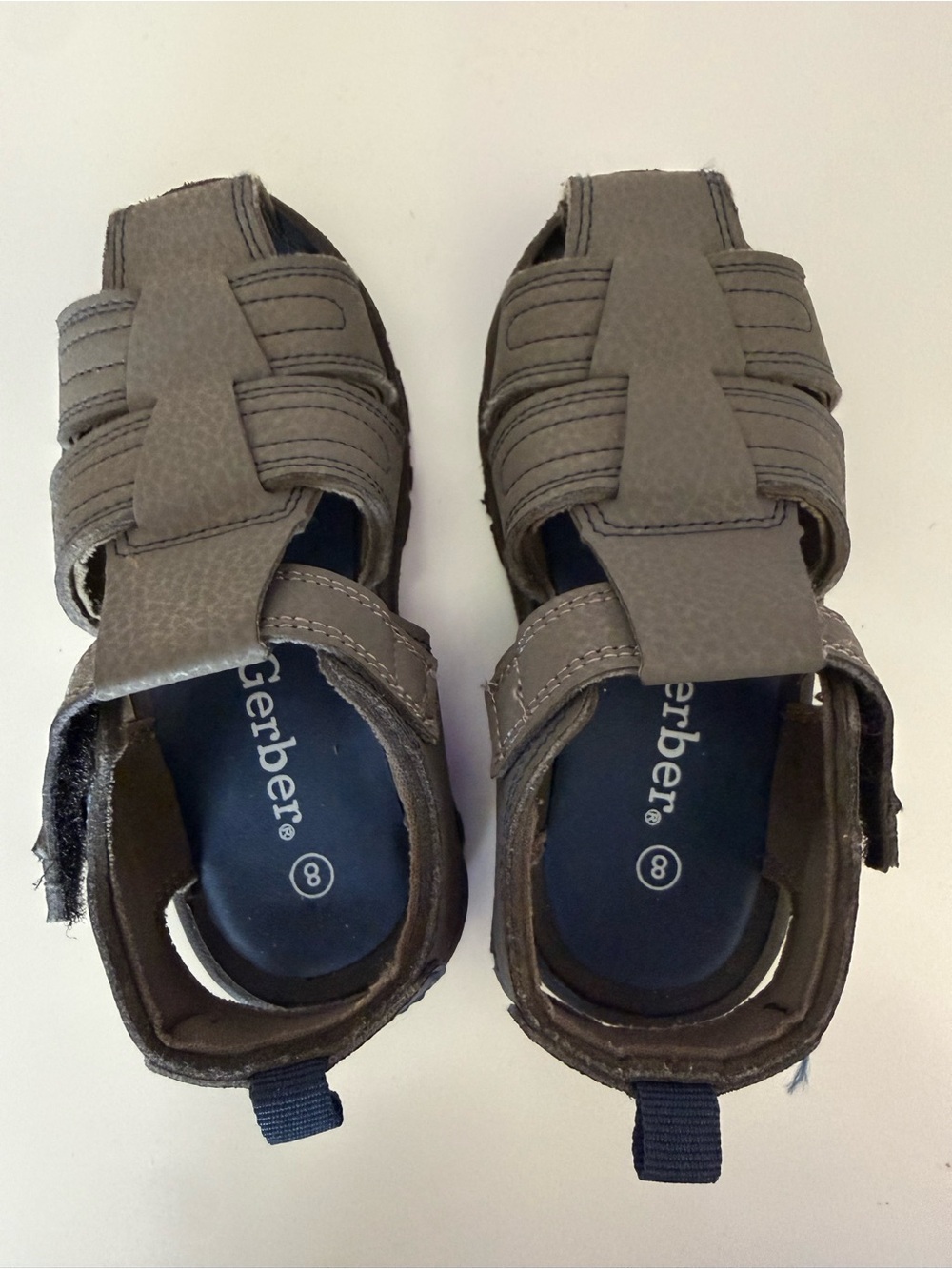 Gerber Gray Strappy Kids Sandals with Navy Footbed